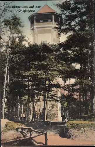 Ak Karlovy Vary Karlsbad Stadt, Aussichtsturm auf der Freundschaftshöhe