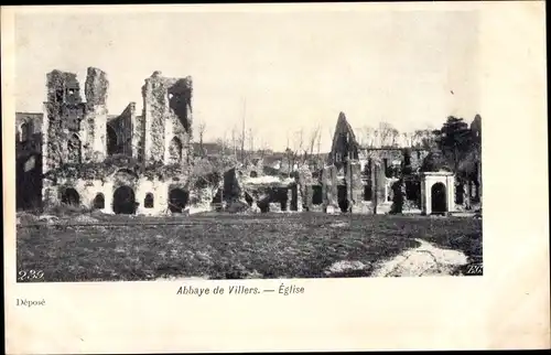 Ak Villers la Ville Wallonien Wallonisch Brabant, Abtei, Kirche