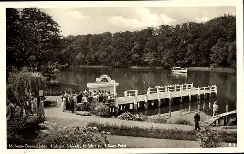 Ak Gremsmühlen Malente in Ostholstein, Abfahrt zur 5-Seen-Fahrt