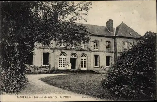 Ak Courtry Seine et Marne, Le Chateau, Le Perron