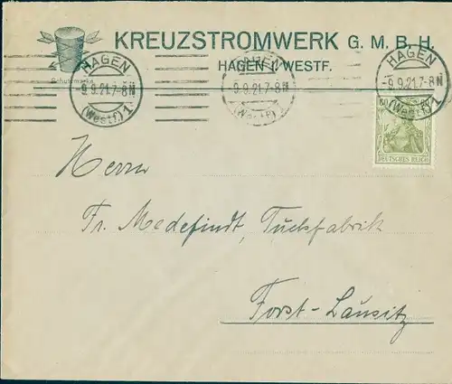 Briefumschlag Kreuzstromwerk GmbH, Hagen Westfalen