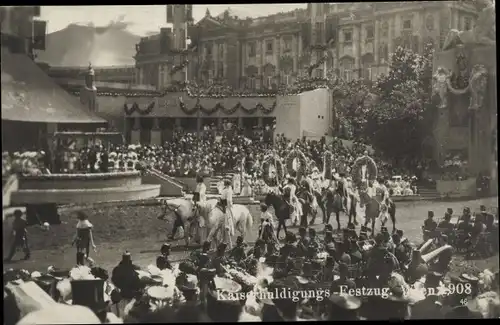 Ak Wien, Kaiserhuldigungs-Festzug 1908, Reiter, Zuschauer