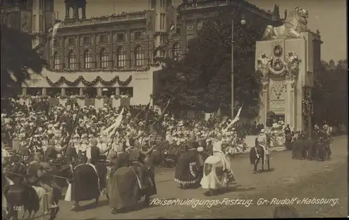 Ak Wien, Kaiserhuldigungs-Festzug 1908, Gruppe Rudolf von Hanbsburg