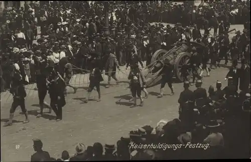 Ak Wien, Kaiserhuldigungs-Festzug 1908, Kanone