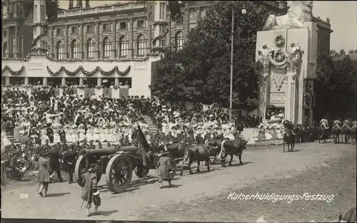 Ak Wien, Kaiserhuldigungs-Festzug 1908, Kanone