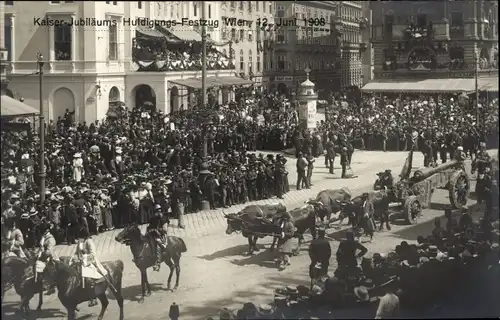 Ak Wien, Kaiserhuldigungs-Festzug 1908, Kanone