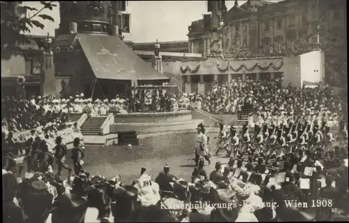 Ak Wien, Kaiserhuldigungs-Festzug 1908, Tribüne