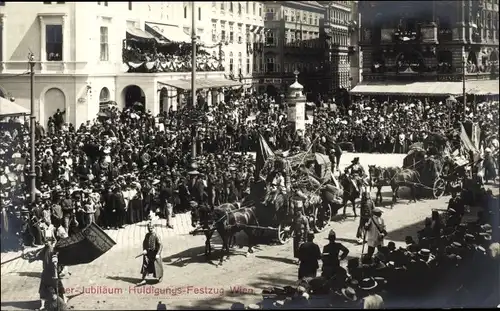 Ak Wien, Kaiserhuldigungs-Festzug 1908, Fuhrwerke