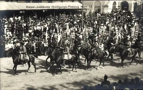 Ak Wien, Kaiserhuldigungs-Festzug 1908, Reiter