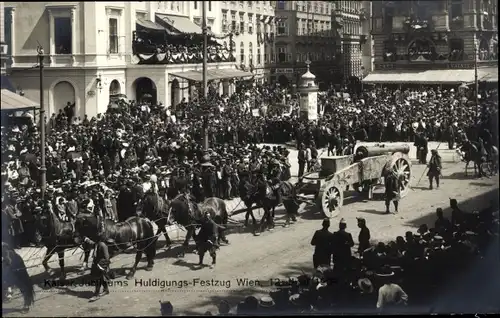 Ak Wien, Kaiserhuldigungs-Festzug 1908, Kanone