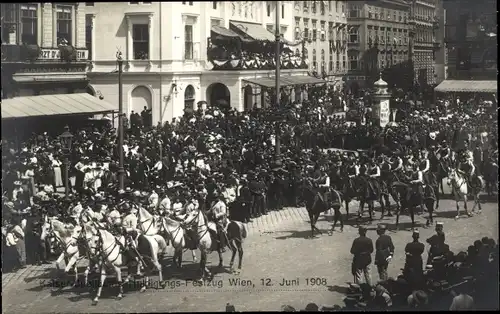 Ak Wien, Kaiserhuldigungs-Festzug 1908, Reiter