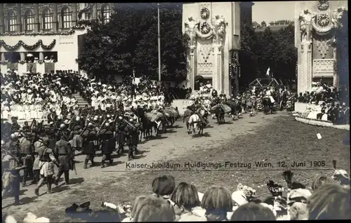 Ak Wien, Kaiserhuldigungs-Festzug 1908, historische Gruppe