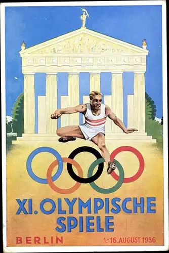 Künstler Ak XI. Olympische Spiele Berlin 1936, Hürdenläufer, Österreichischer Olympiafond