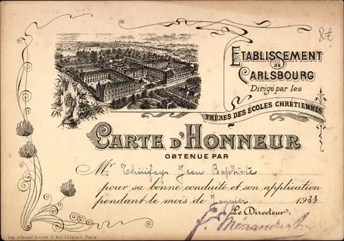 Ak Carlsbourg Paliseul Wallonien Luxemburg, christliche Klosterschule