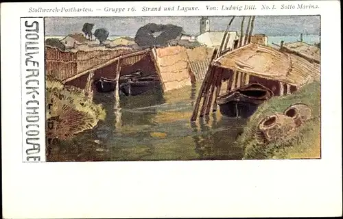 Künstler AK Dill, Ludwig, Stollwerck Chocolade, Strand und Lagune, Sotto Marina, Gruppe 16 No. I
