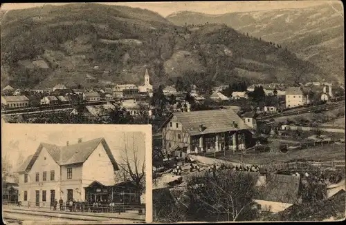 Ak Rahova Rahovo Bulgarien, Totalansicht, Bahnhof, Gleisseite