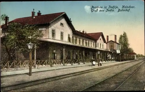 Ak Indjije Inđija Serbien, Bahnhof, Gleisseite
