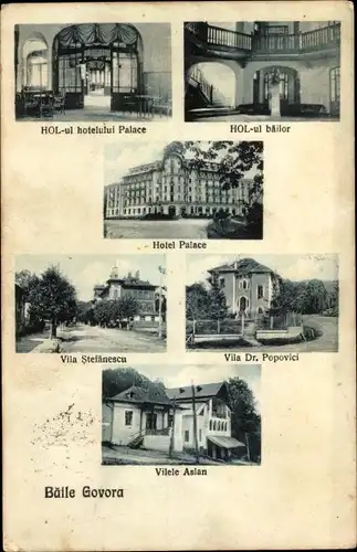 Ak Băile Govora Rumänien, Hotel Palace, Villa Dr. Popovici, Villa Stefanescu