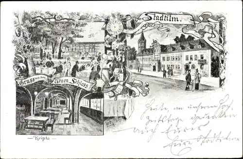 Litho Stadtilm in Thüringen, Neues Schloss, Krypta, Gastwirtschaft