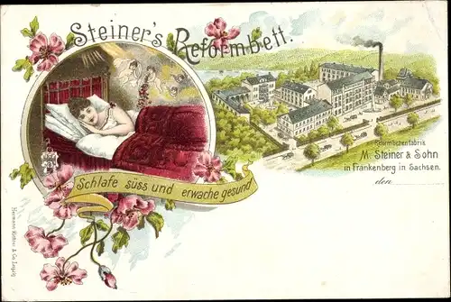 Litho Frankenberg Sachsen, Reform-Betten-Fabrik M. Steiner & Sohn, Steiner's Reformbett