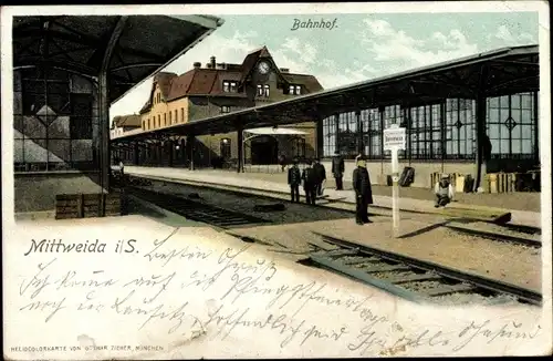 Ak Mittweida in Sachsen, Bahnhof, Gleisseite