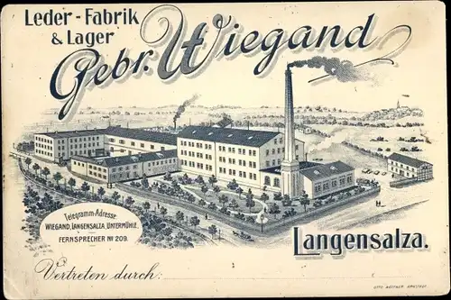 Ak Bad Langensalza in Thüringen, Leder-Fabrik und Lager Gebr. Wiegand
