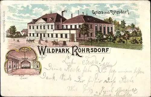 Litho Röhrsdorf Chemnitz Sachsen, Gaststätte Wildpark, Saal