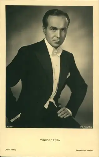Ak Schauspieler Walther Rilla, Portrait in Anzug mit Fliege, Ross Verlag 9341/1