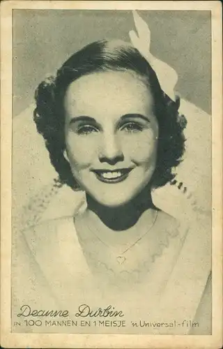 Ak Schauspielerin Deanne Durbin, Portrait