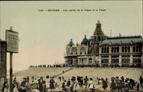 Ak Oostende Ostende Westflandern, La Digue, Strand