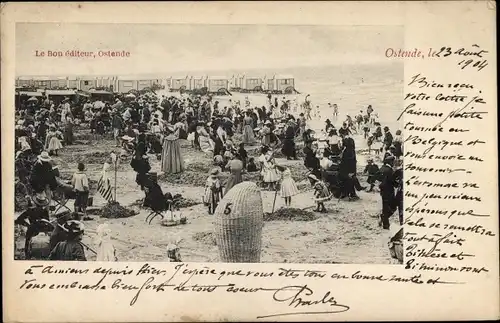 Ak Oostende Ostende Westflandern, Strandleben