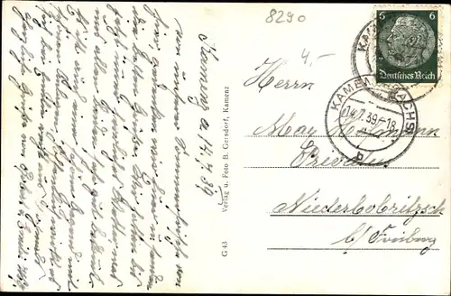 Ak Kamenz in Sachsen, Gesamtansicht, Kirchturm