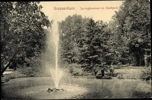 Ak Großenhain Sachsen, Springbrunnen, Stadtpark