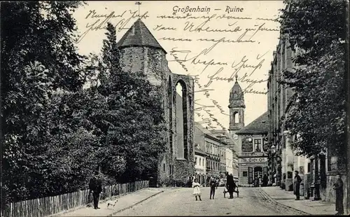 Ak Großenhain Sachsen, Ruine, Kutsche, Cafe Ott