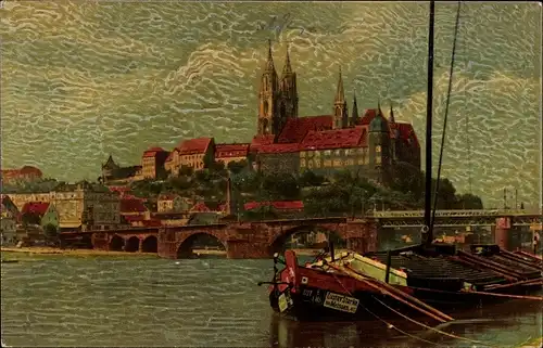 Ak Meißen an der Elbe, Teilansicht, Dom, Albrechtsburg, Schiff