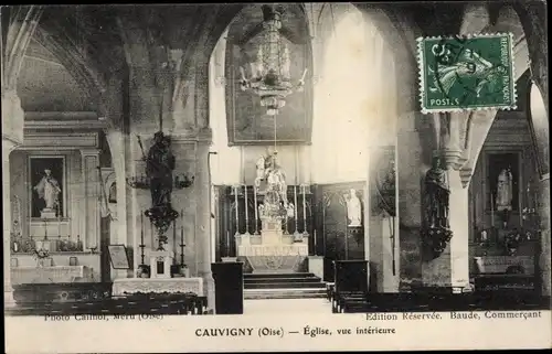 Ak Cauvigny Oise, Kirche, Innenraum