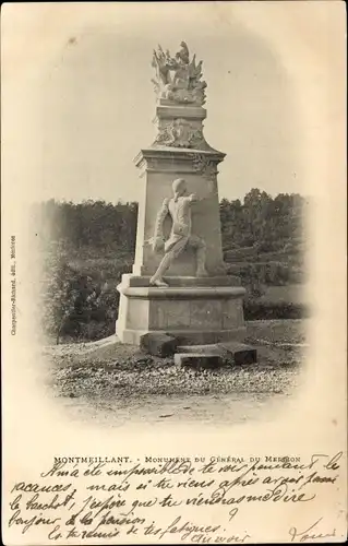 Postkarte Montmeillant Ardennen, Denkmal für General du Merbion