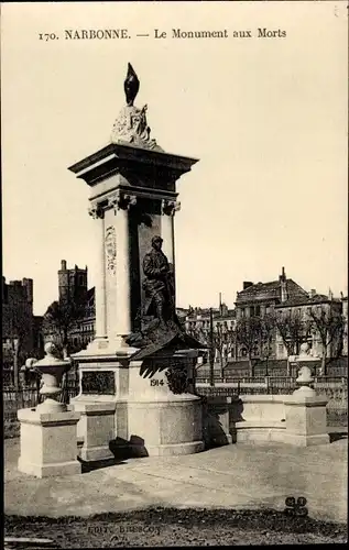 Postkarte Narbonne-Aude, Das Kriegsdenkmal