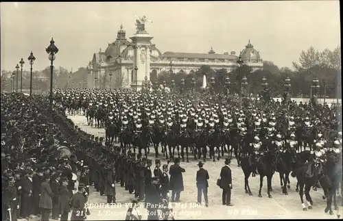 Ak Paris, König Eduard VII. von England, 4. Mai 1903, Eskorte, Abreise