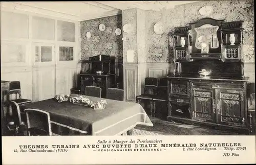 Ak Paris VIII, Rue Chateaubriand, Städtische Thermen, Speisesaal