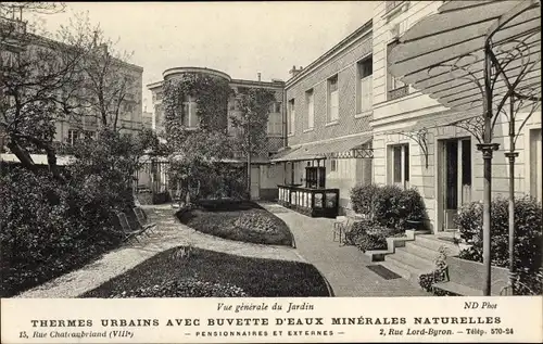 Ak Paris VIII, Rue Chateaubriand, Städtische Thermen, Garten