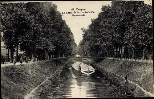 Ak Troyes-Aube, Der Haute-Seine-Kanal, Promenade, Treidel