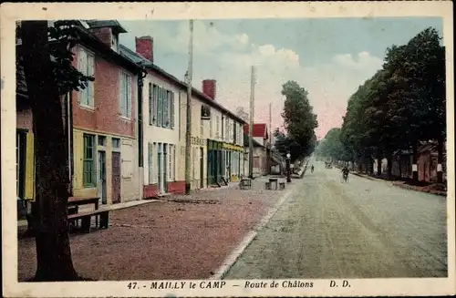 Ak Mailly le Camp Aube, Route de Chalons