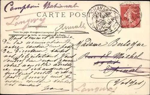 Ak Chavanges Aube, Blick von den großen Gärten im Jahr 1707