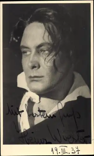 Foto Ak Schauspieler Heinz Woester, Portrait, Autogramm