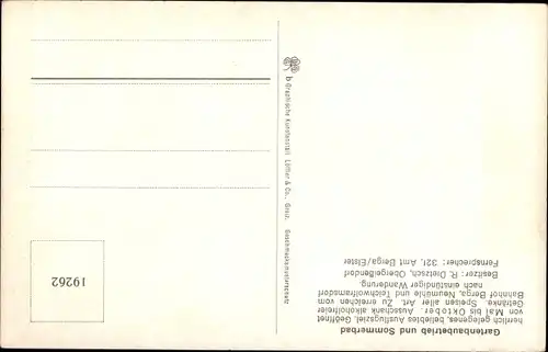 Ak Obergeißendorf Berga an d. Weißen Elster, Totale, Steingarten, Gartenbaubetrieb R. Dietzsch