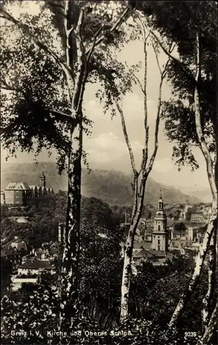 Ak Greiz im Vogtland, Kirche, Oberes Schloss