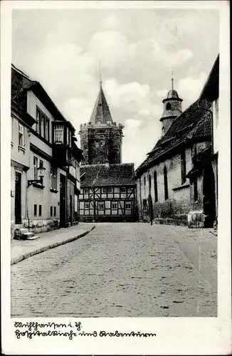 Ak Mühlhausen in Thüringen, Hospitalkirche, Rabenturm