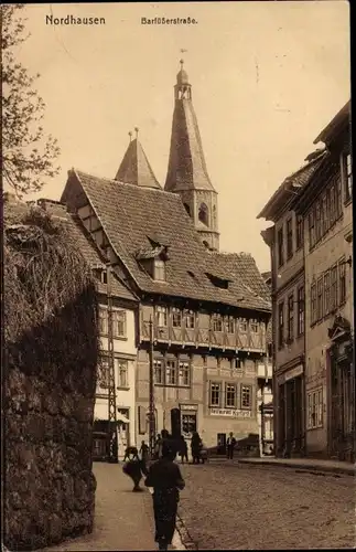 Ak Nordhausen am Harz, Barfüßerstraße, Passanten