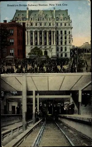 Ak New York City USA, Brooklyn Bridge Subway Station